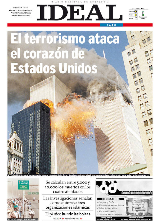 12 de septiembre de 2001. Atentado de las Torres Gemelas en Nueva York.