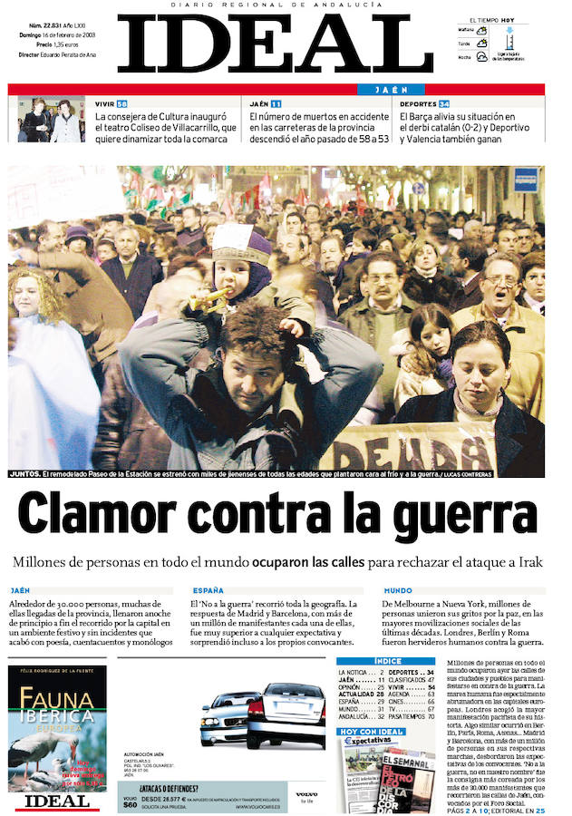 16 de febrero de 2003. Protestas de 'No a la guerra'.