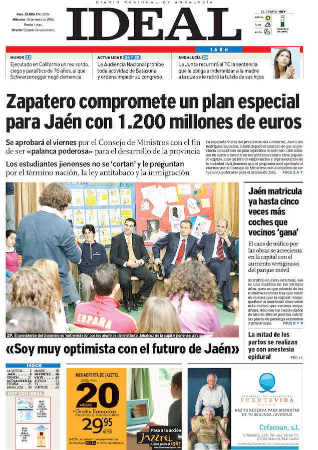 18 de enero de 2006. Zapatero compromete el plan Activa para Jaén.