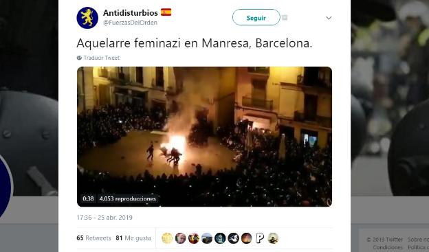 Uno de los tuits de la cuenta @FuerzasDelOrden con motivo del 8M.