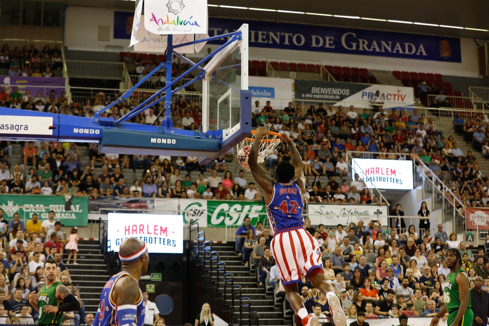 El Palacio de los Deportes de Granada fue el escenario de las espectaculares acrobacias con canastas de por medio del mítico equipo de Harlem