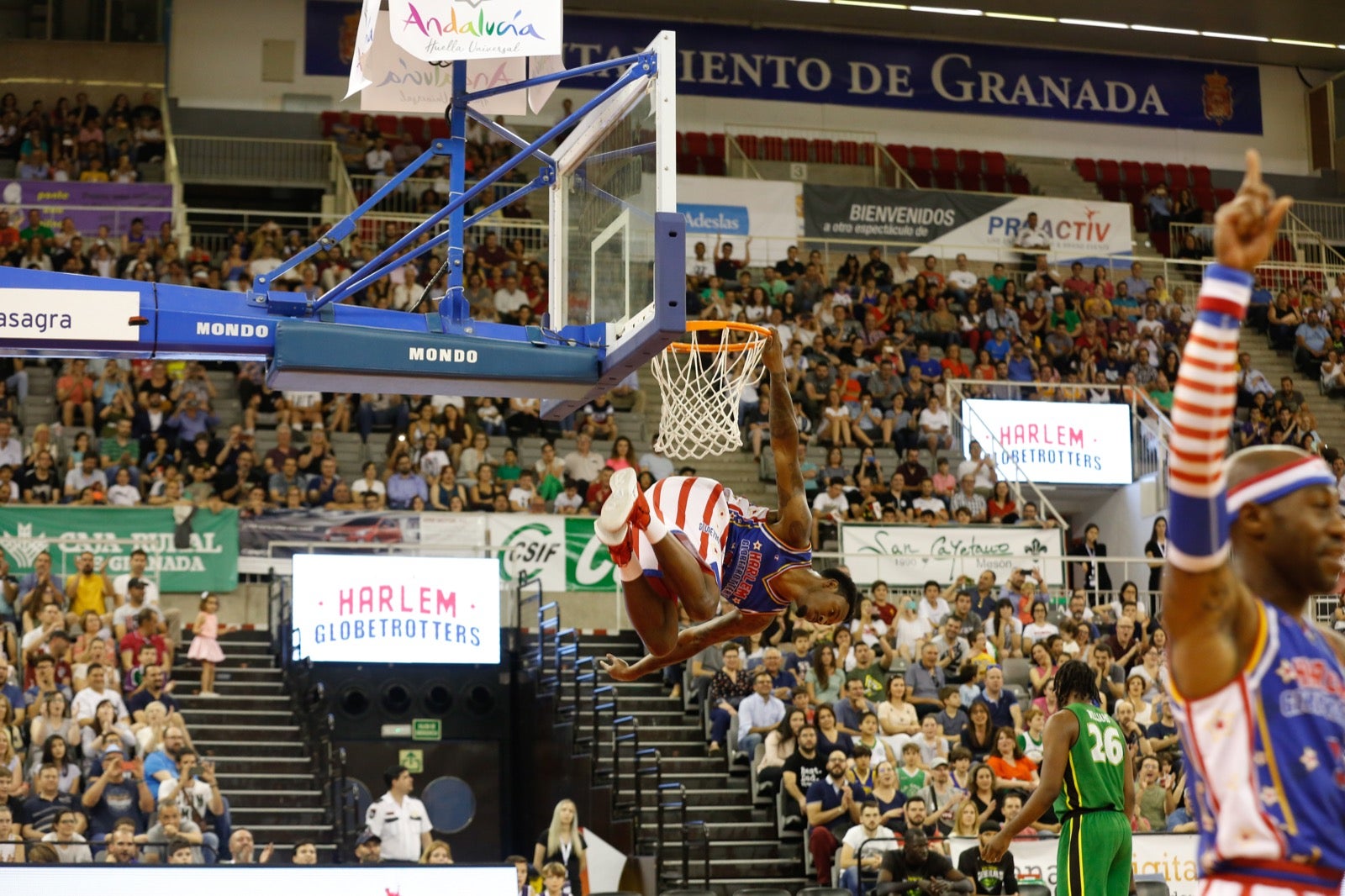 El Palacio de los Deportes de Granada fue el escenario de las espectaculares acrobacias con canastas de por medio del mítico equipo de Harlem