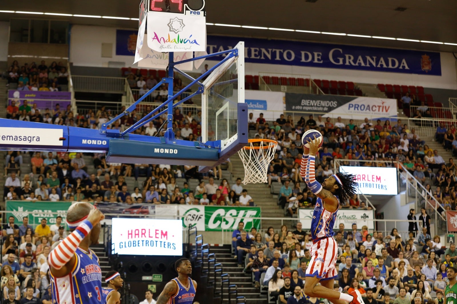 El Palacio de los Deportes de Granada fue el escenario de las espectaculares acrobacias con canastas de por medio del mítico equipo de Harlem