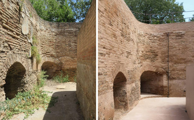 Mira la diferencia del antes y despuésde las Torres Bermejas tras su restauración.