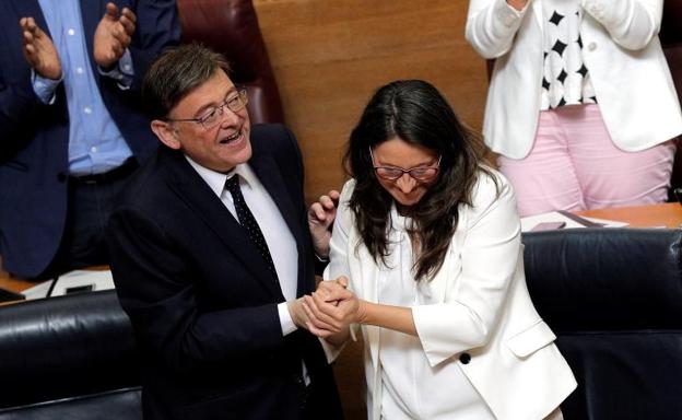 Ximo Puig y la vicepresidenta en funciones, Mónica Oltra. 