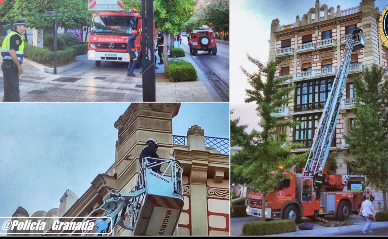 Sucesos en Granada | Cae un trozo de fachada en plena Gran Vía