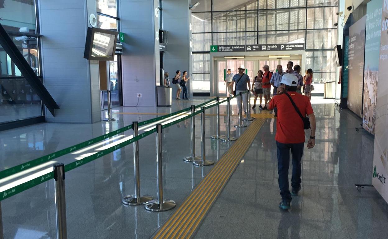 Pasajeros en la estación de Granada. 