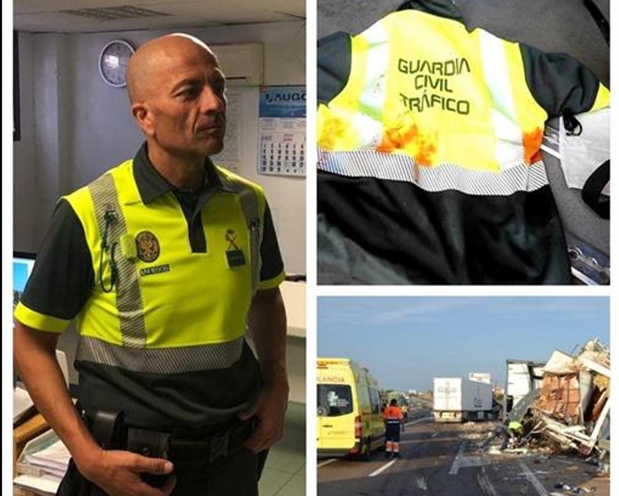 Un guardia civil salva la vida de un camionero haciéndole un torniquete con su uniforme