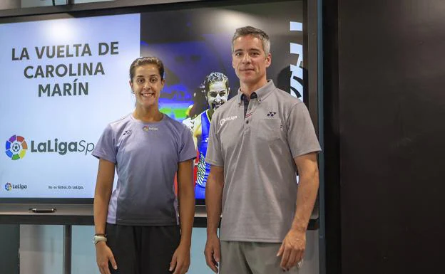 Marin y su entrenador, Fernando Rivas,