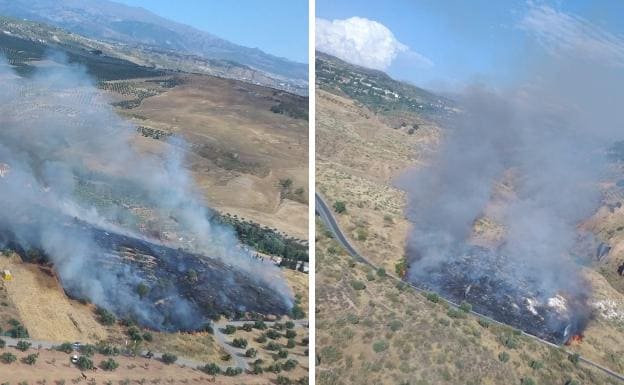 Incendios en Calicasas (izquierda) y El Fargue (derecha).