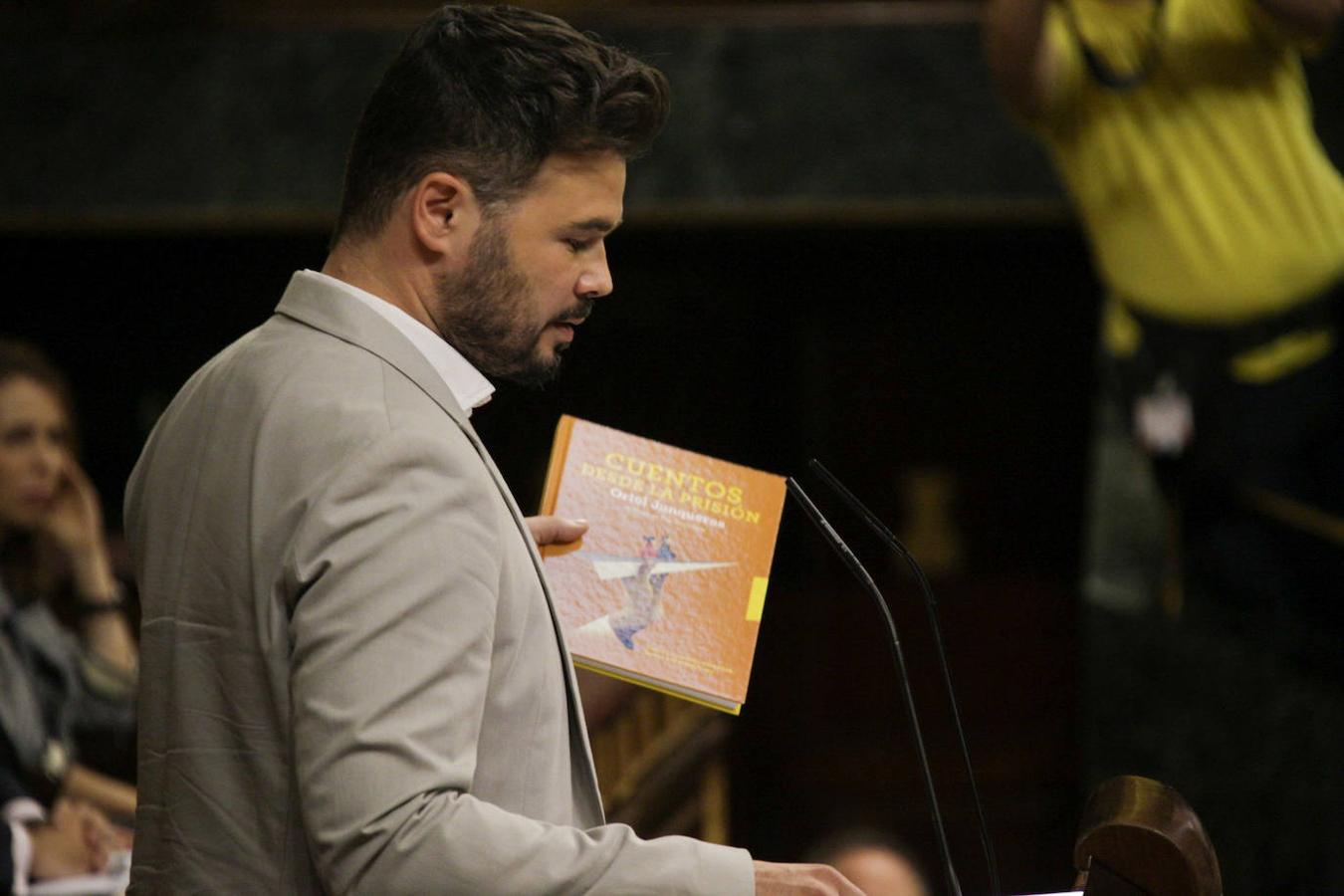 Gabriel Rufián (ERC) durante su intervención en el Congreso en la segunda votación de investidura.