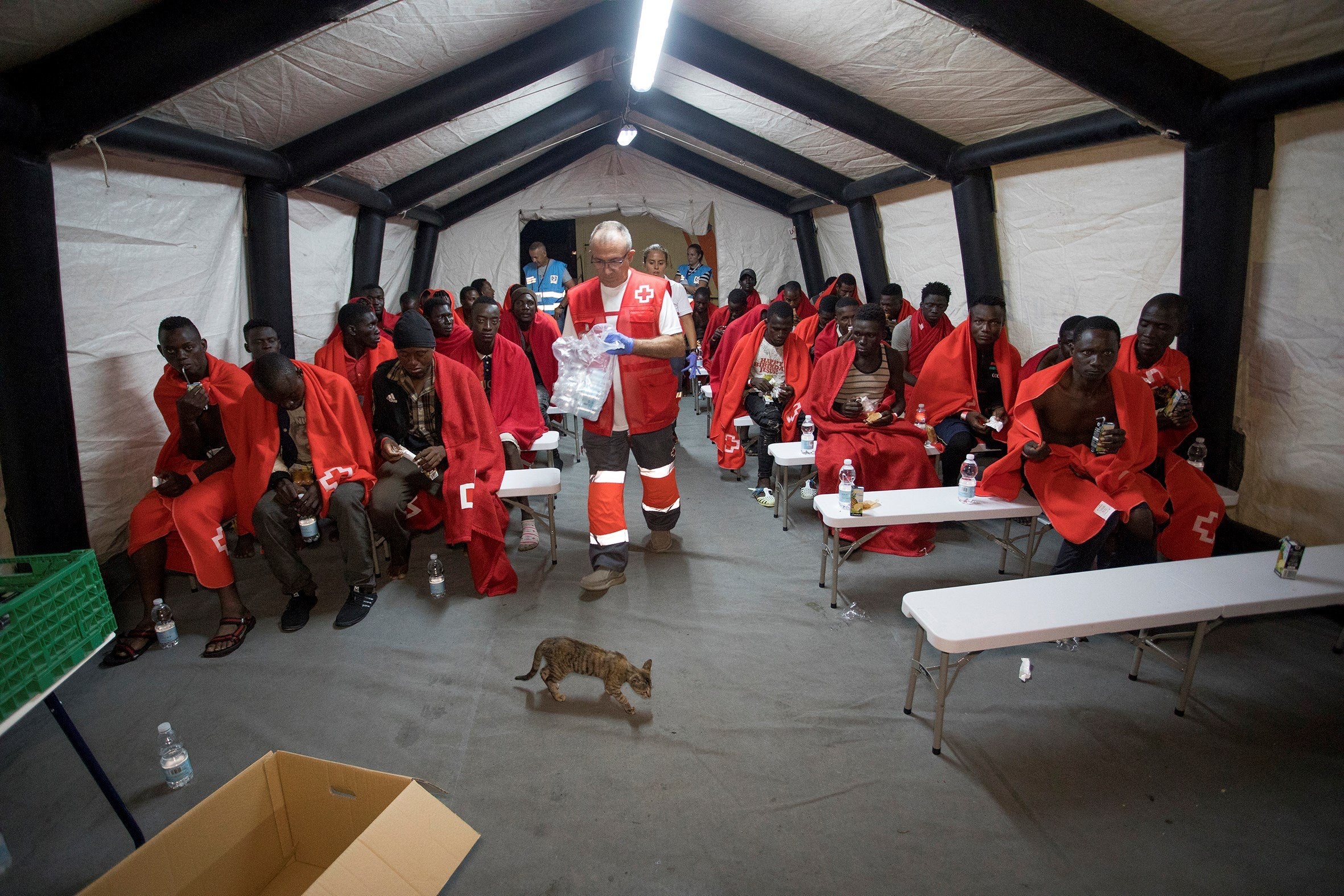 Efectivos de Salvamento Marítimo han trasladado esta noche al puerto de Motril (Granada) a 63 personas de origen subsahariano, entre ellas 15 mujeres, y un niño de corta edad que han sido rescatados cuando navegaban en una patera en el mar de Alborán