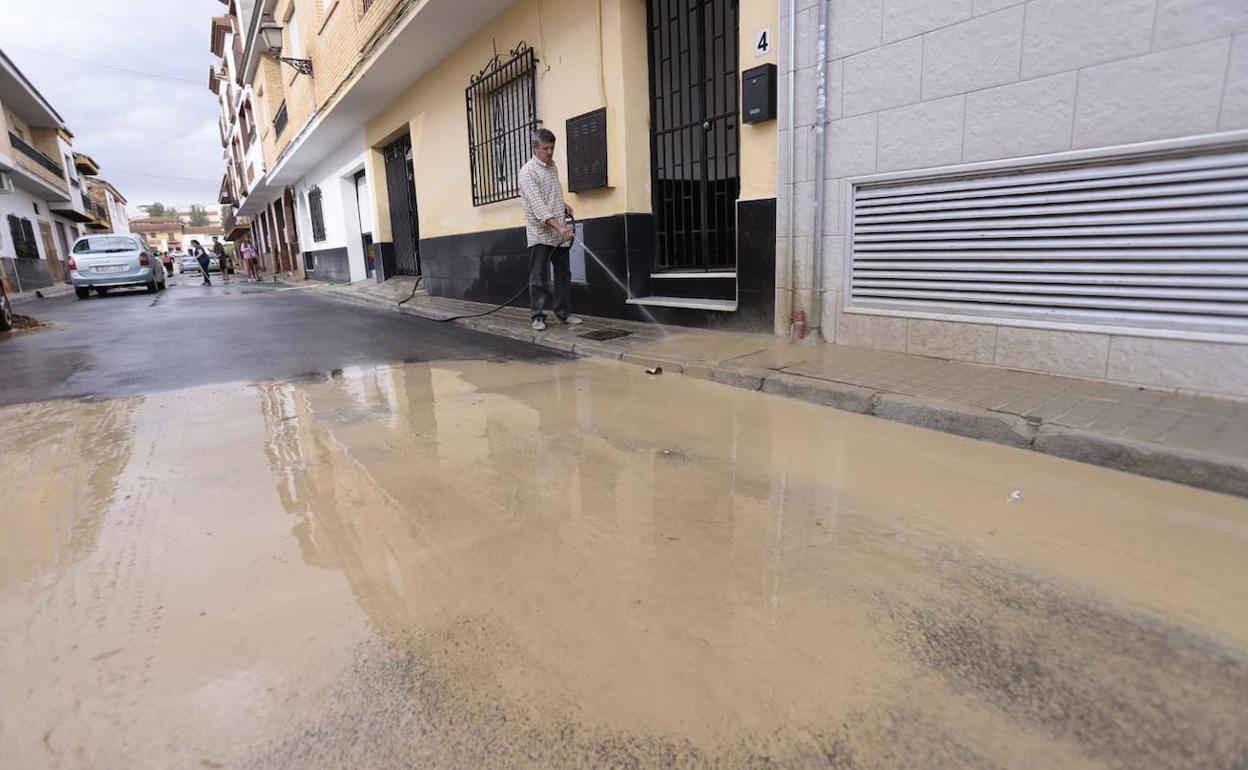 Calles inundadas, en el día de ayer, en Las Gabias. 