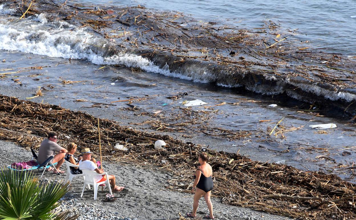 Así amaneció ayer la playa de La Rábita.