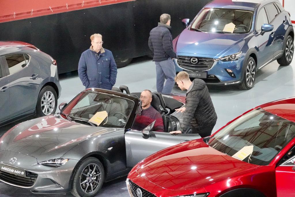 Cientos de coches lucen entre las banderas que ondean anunciando las firmas y los concesionarios oficiales que, saben, es una oportunidad única para adquirir vehículos con grandes descuentos