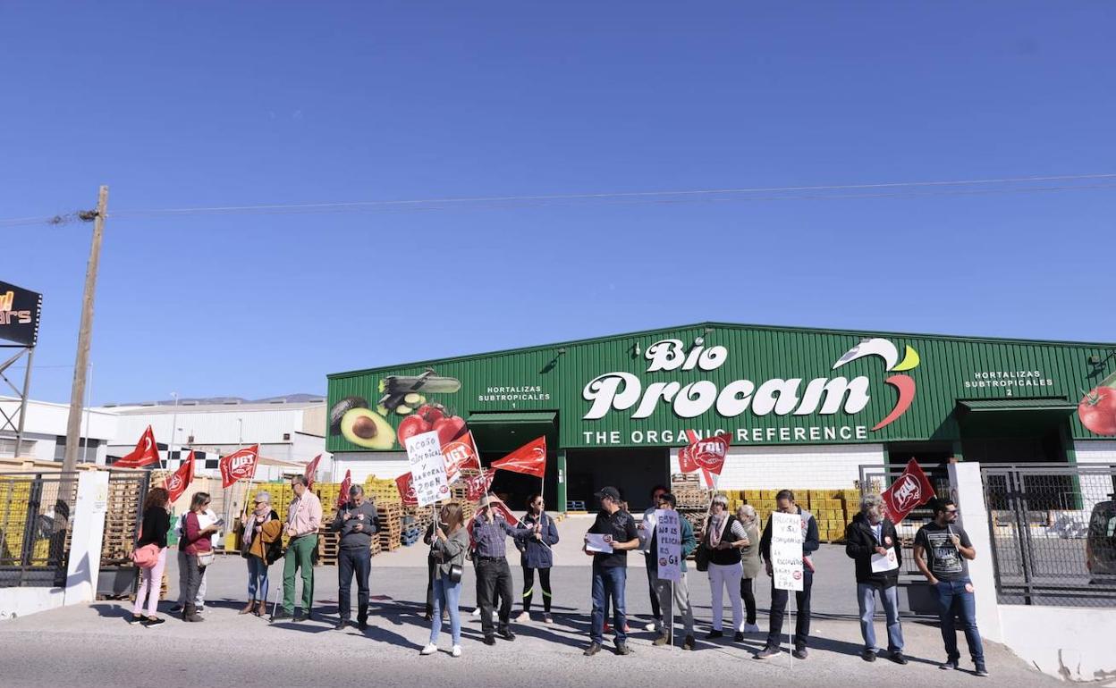 Los trabajadores se han concentrado esta mañana a las puertas de la empresa.