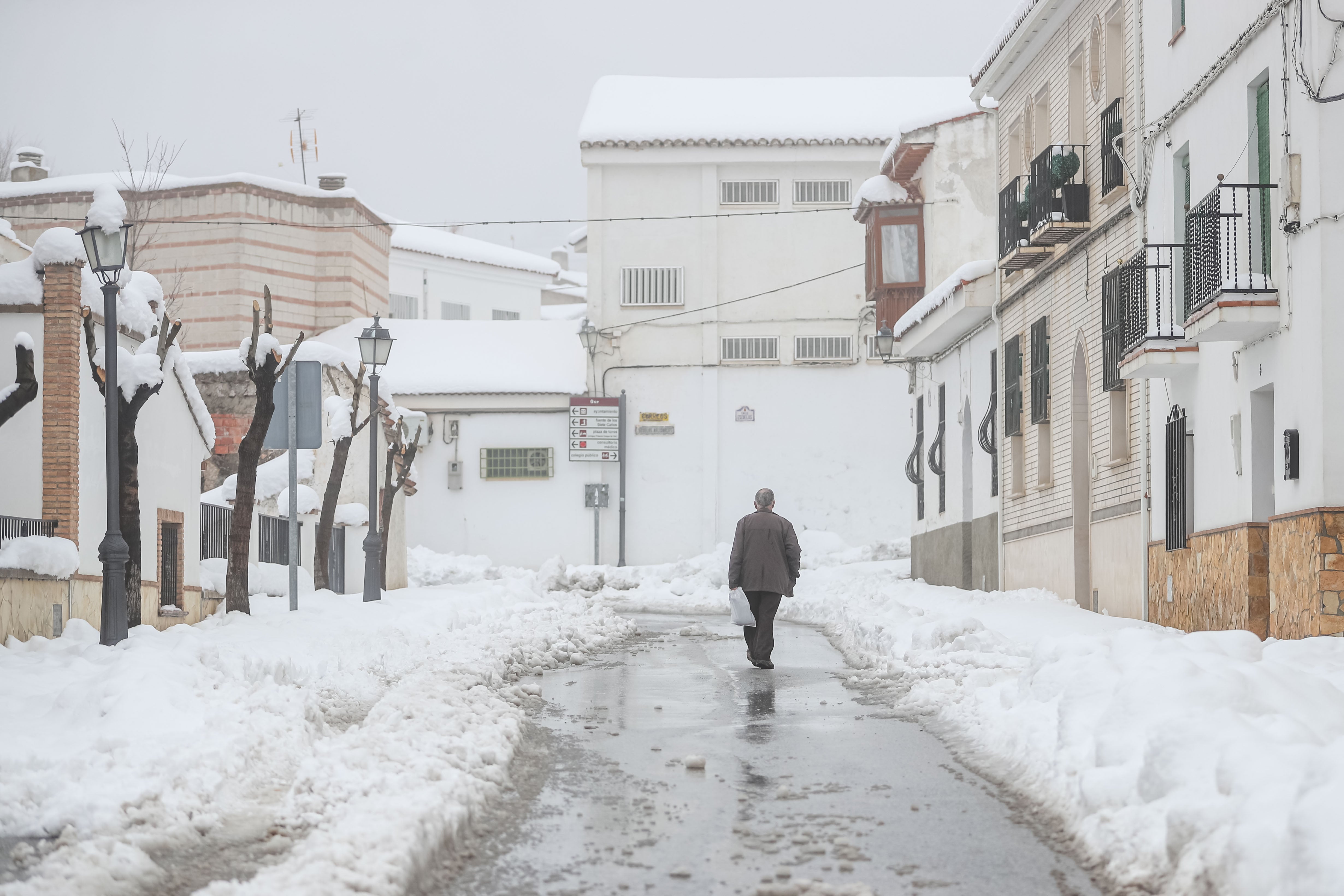 Son los propios vecinos los que arriman el hombro para abrir senderos en los muros de nieve,que ha dejado estampas para el recuerdo