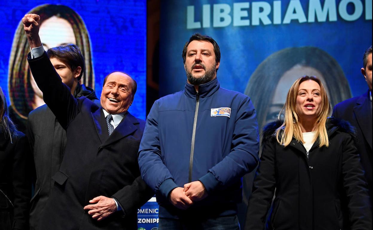Los partidos de Silvio Berlusconi, Matteo Salvini y Giorgia Meloni se presentan en coalición a las elecciones que se celebran este domingo en Emilia-Romaña.