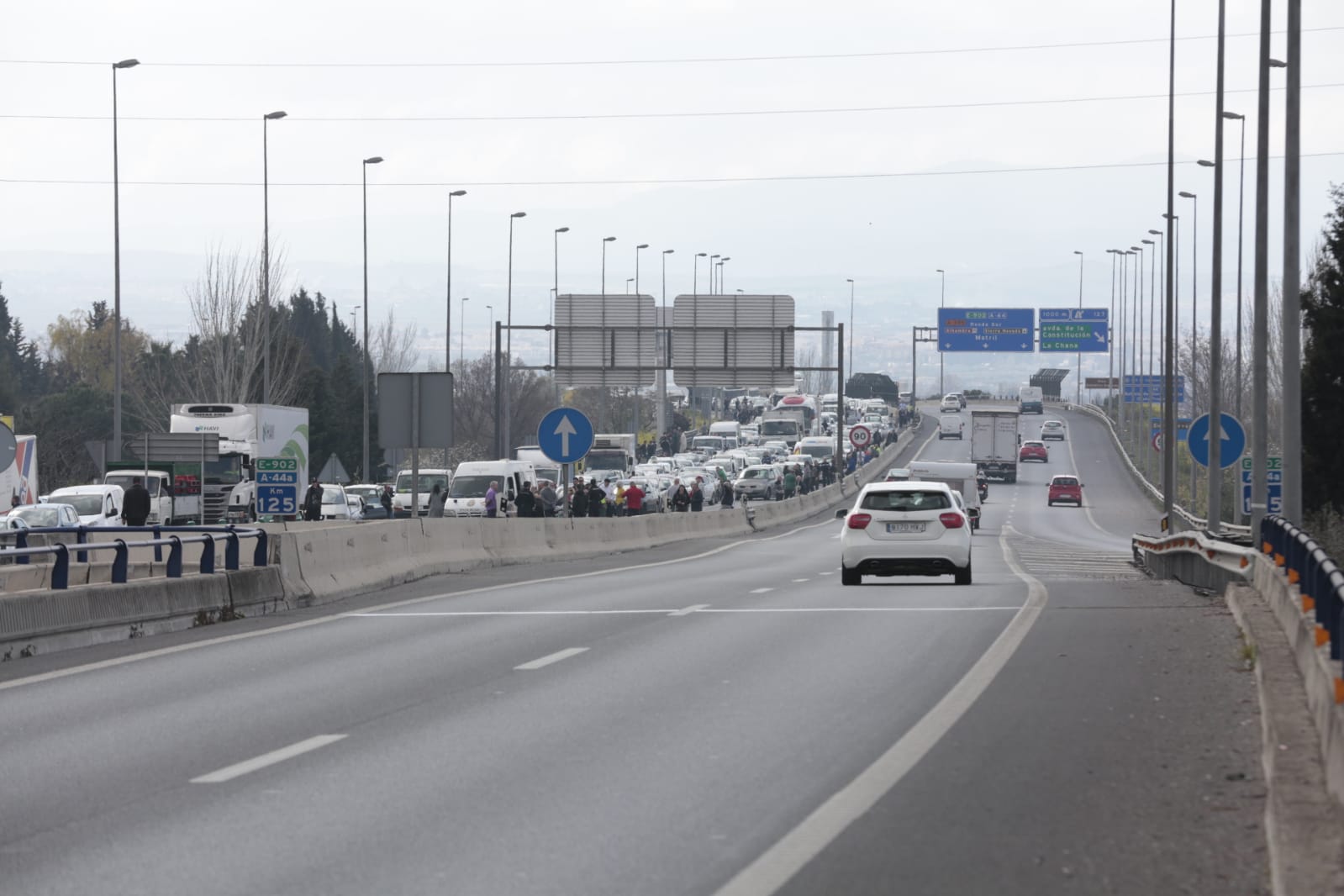 La marcha en la que participan 750 tractores y unos diez mil manifestantes llegados en 200 autobuses altera por completo la rutina de la ciudad