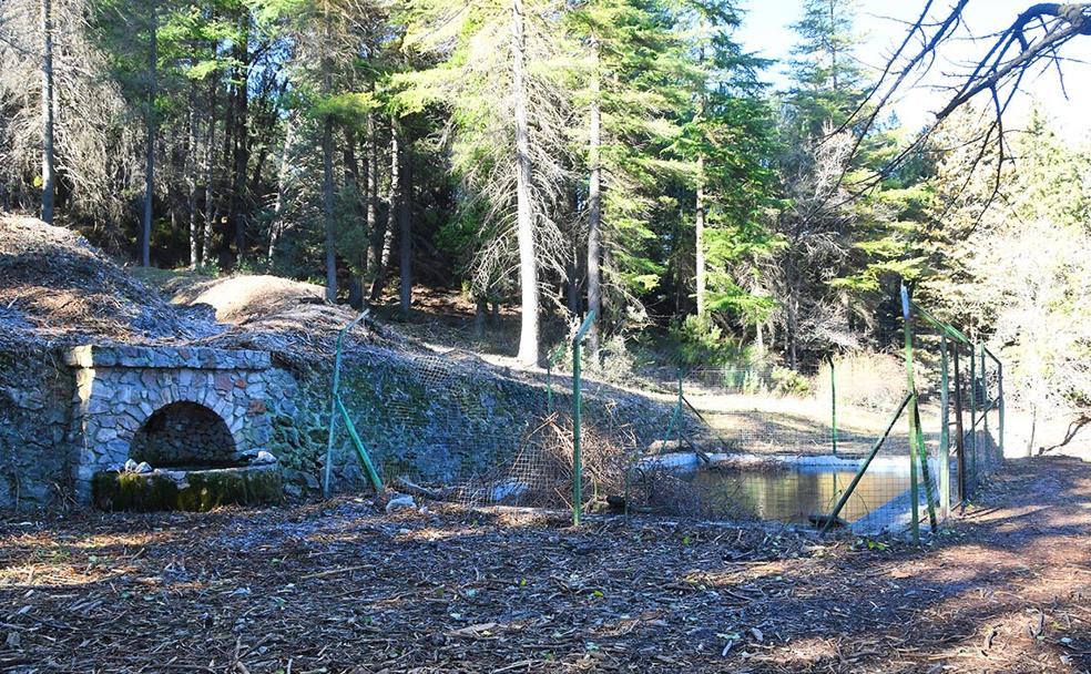 Fuente y alberca de Los Peñoncillos tras la limpieza 