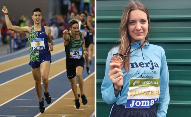 A la izquierda, Ignacio Fontes en su agónico sprint final. A la derecha, Una Stancev con su bronce. 