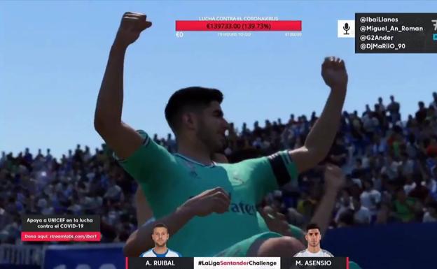 Marco Asensio celebra uno de los goles anotados en la final. 