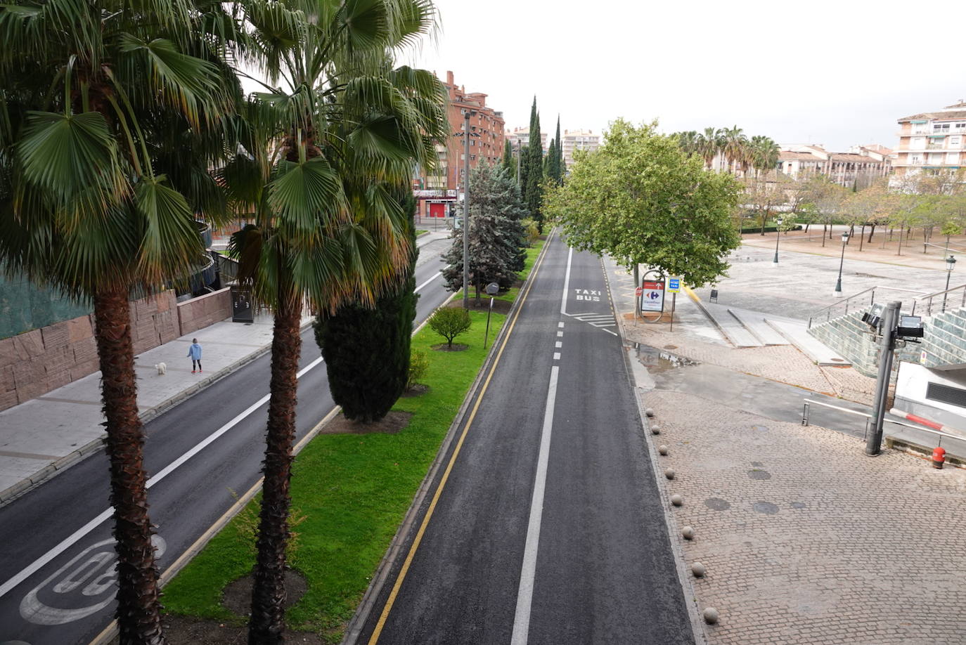 La jornada festiva, con la mayoría de supermercados cerrados, sumada al estado de alarma, deja el Viernes Santo más desértico que se recuerda en la ciudad