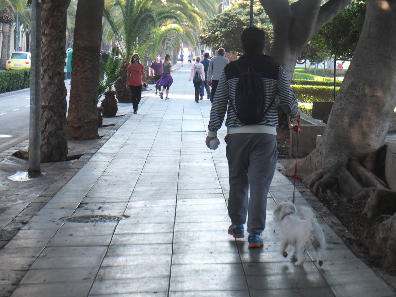 La estampa de las parejas caminando o de los grupos de personas es muy aislada. 
