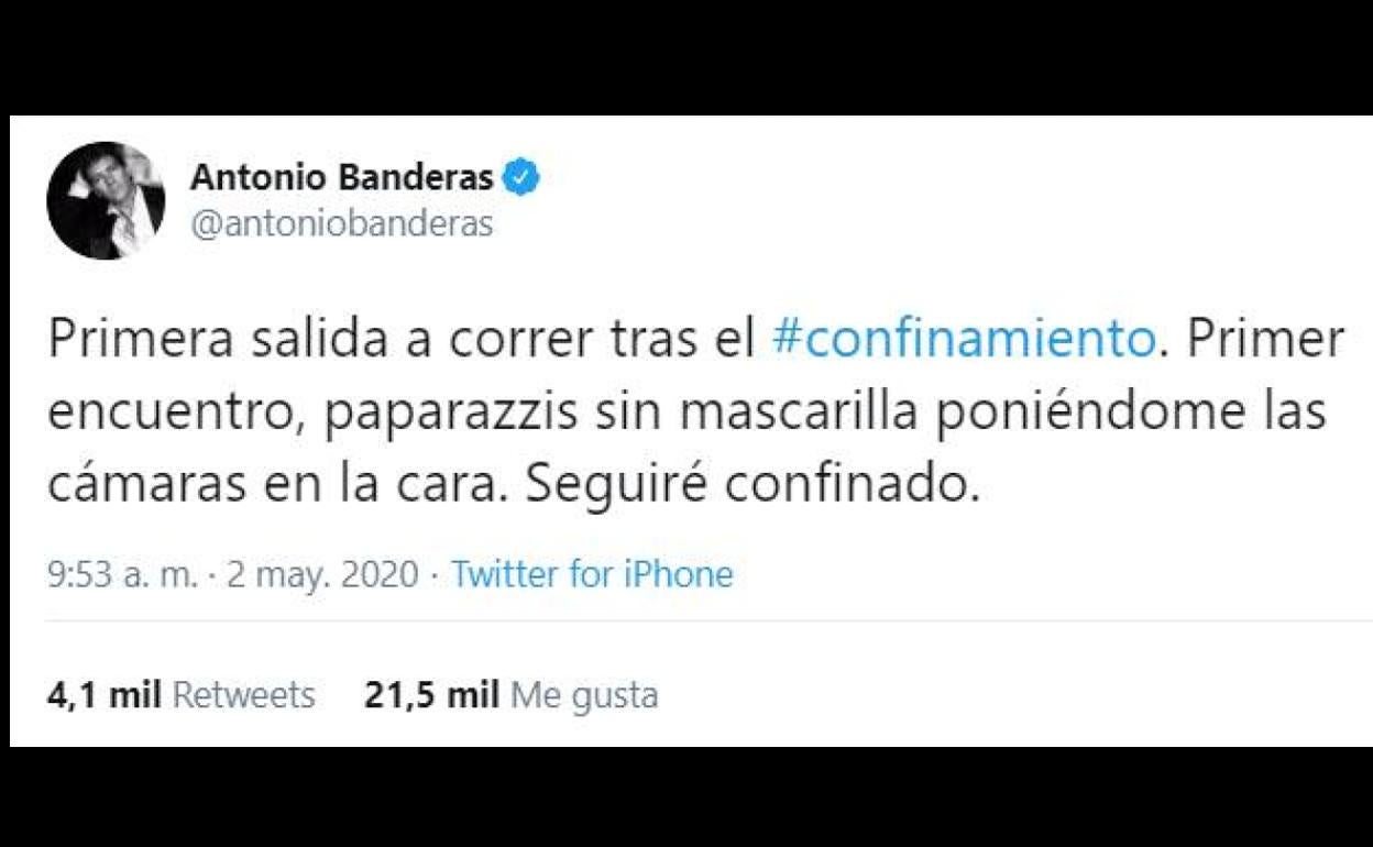 Estado de alarma | Los paparazzis impiden a Antonio Banderas salir a correr: «Seguiré confinado»