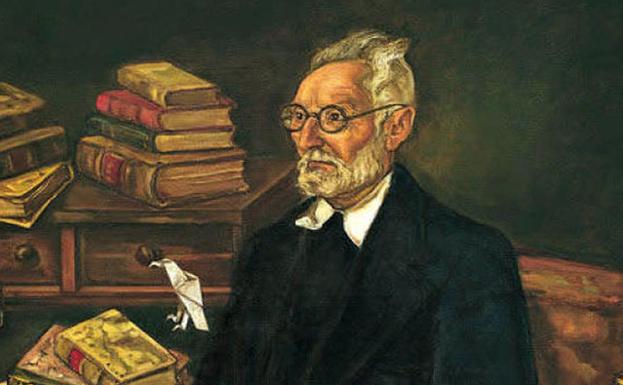 Detalle del retrato de Unamuno que pintó Gutiérrez Solana, con pajarita incluida.