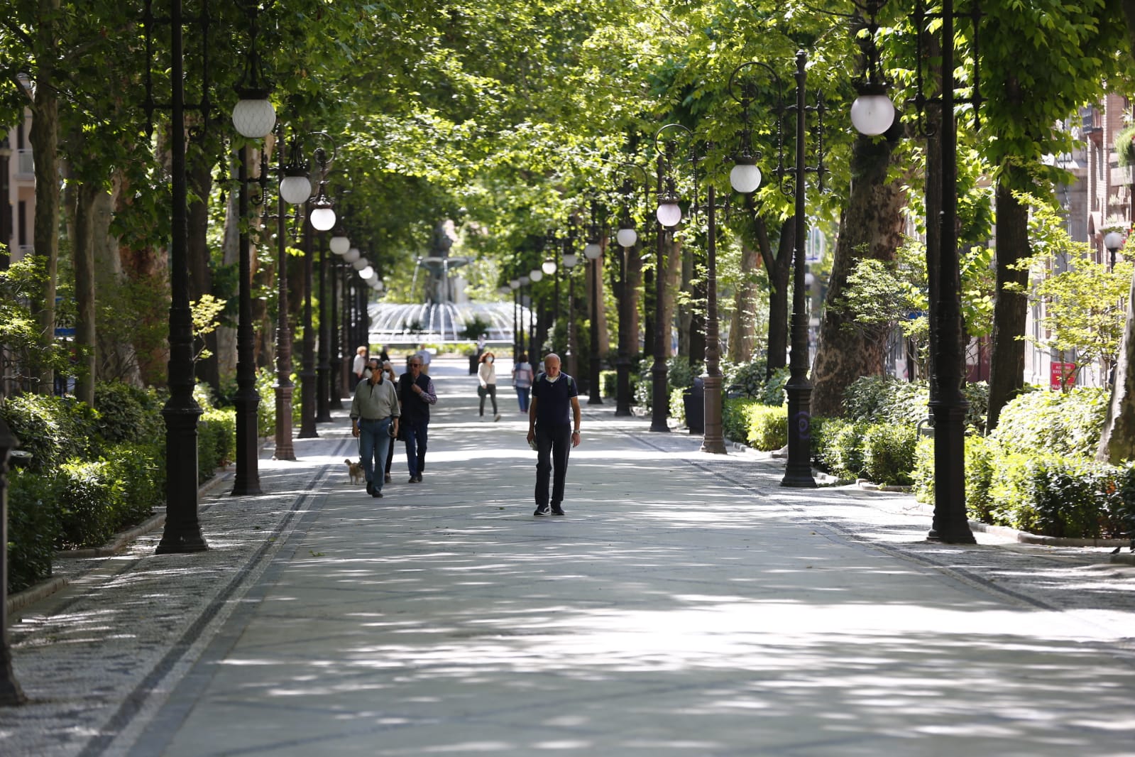 Una importante cantidad de granadinos toma los parques para caminar y hacer deporte