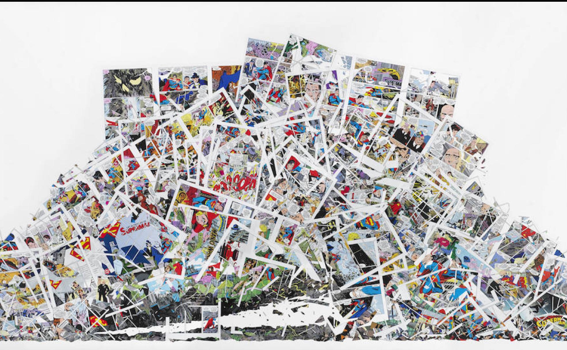 Una de las obras creadas por Martin Vitaliti con páginas de cómics, incluida en la revista 'Papeles de Cultura Contemporánea'. 