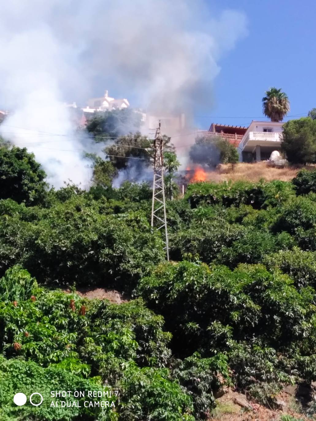 Los Bomberos sofocan un incendio en terreno agrícola en Almuñécar