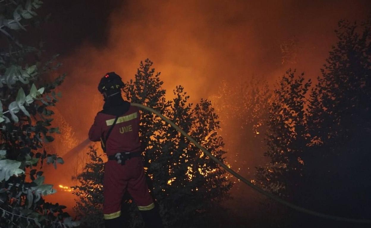 Desalojan a más de 600 personas por un incendio en el municipio onubense de Almonaster la Real