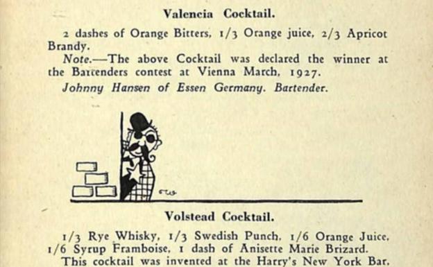 Receta del Valencia Cocktail en 1927