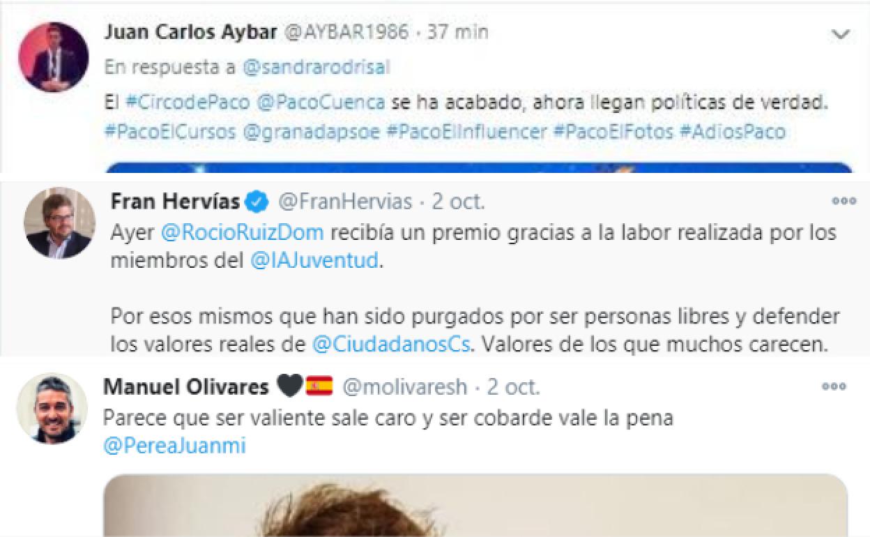 Los tuits de Aybar, Hervías y Olivares.
