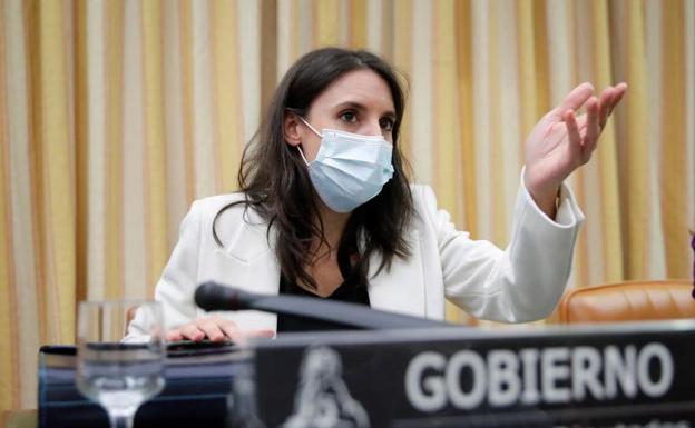 Irene Montero, ministra de Igualdad, este miércoles en el Congreso. 