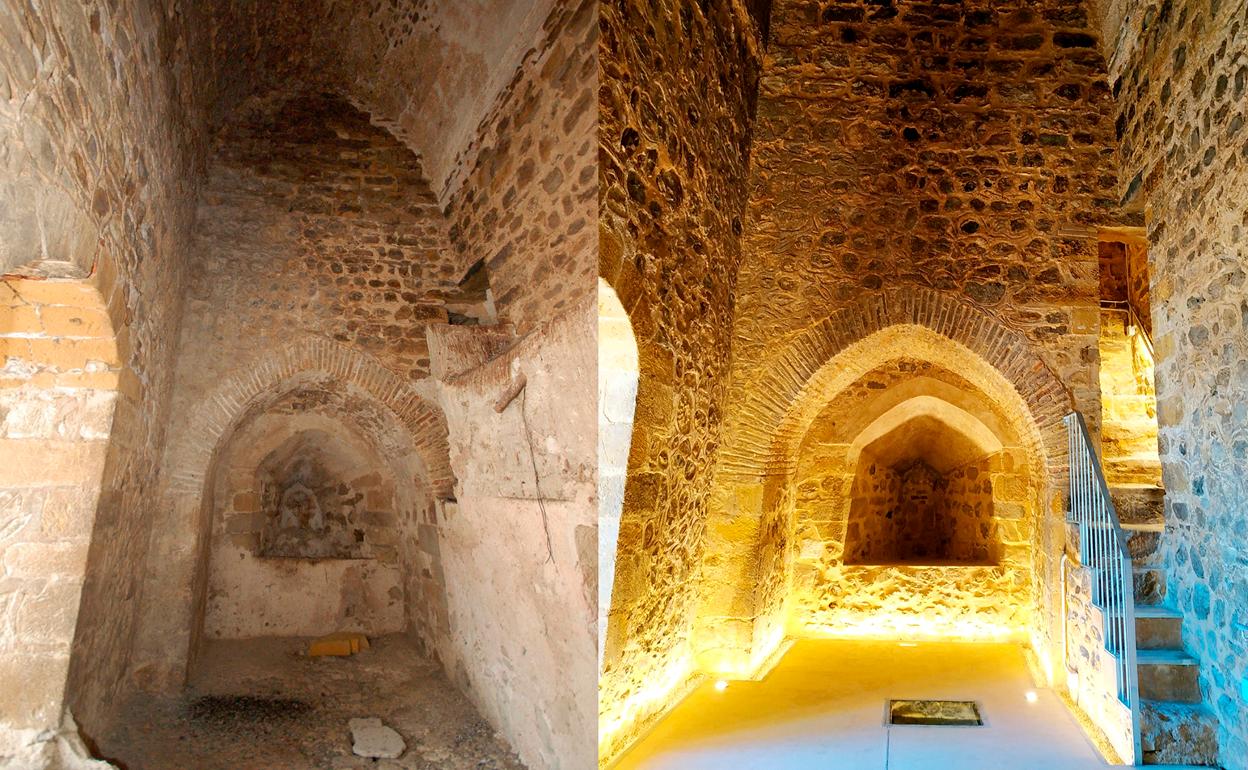 Antes y después de la restauración.