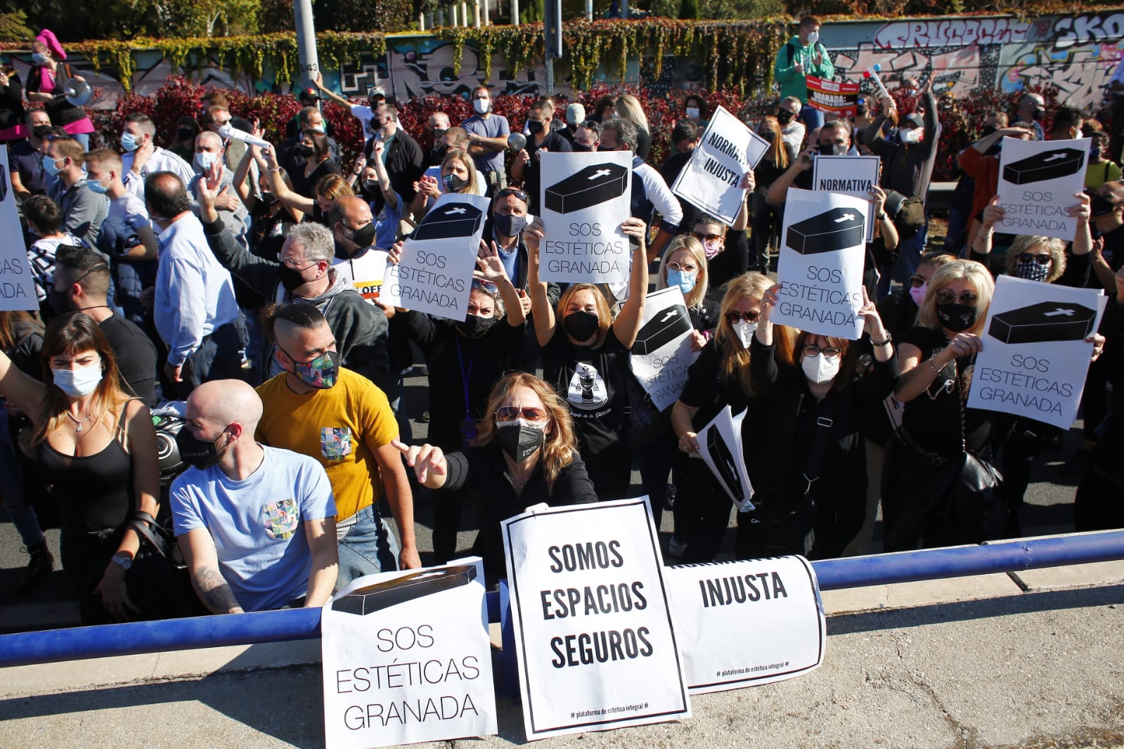 Los manifestantes han accedido a la A-44 al final de su recorrido