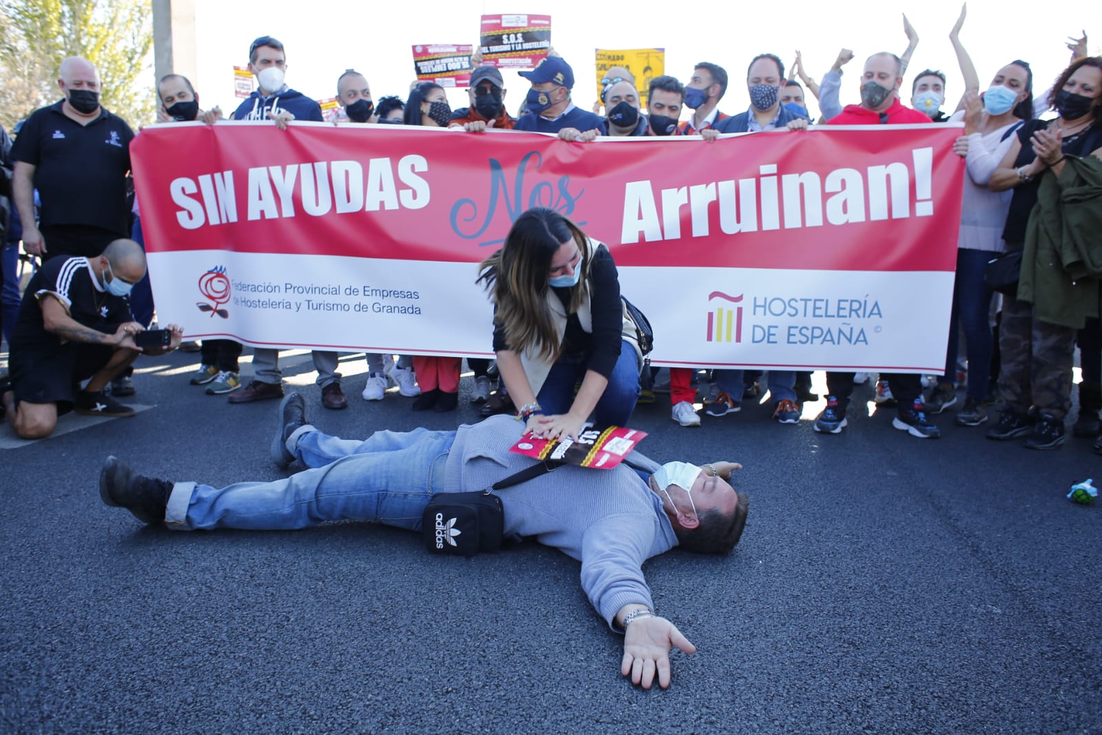 Los manifestantes han accedido a la A-44 al final de su recorrido
