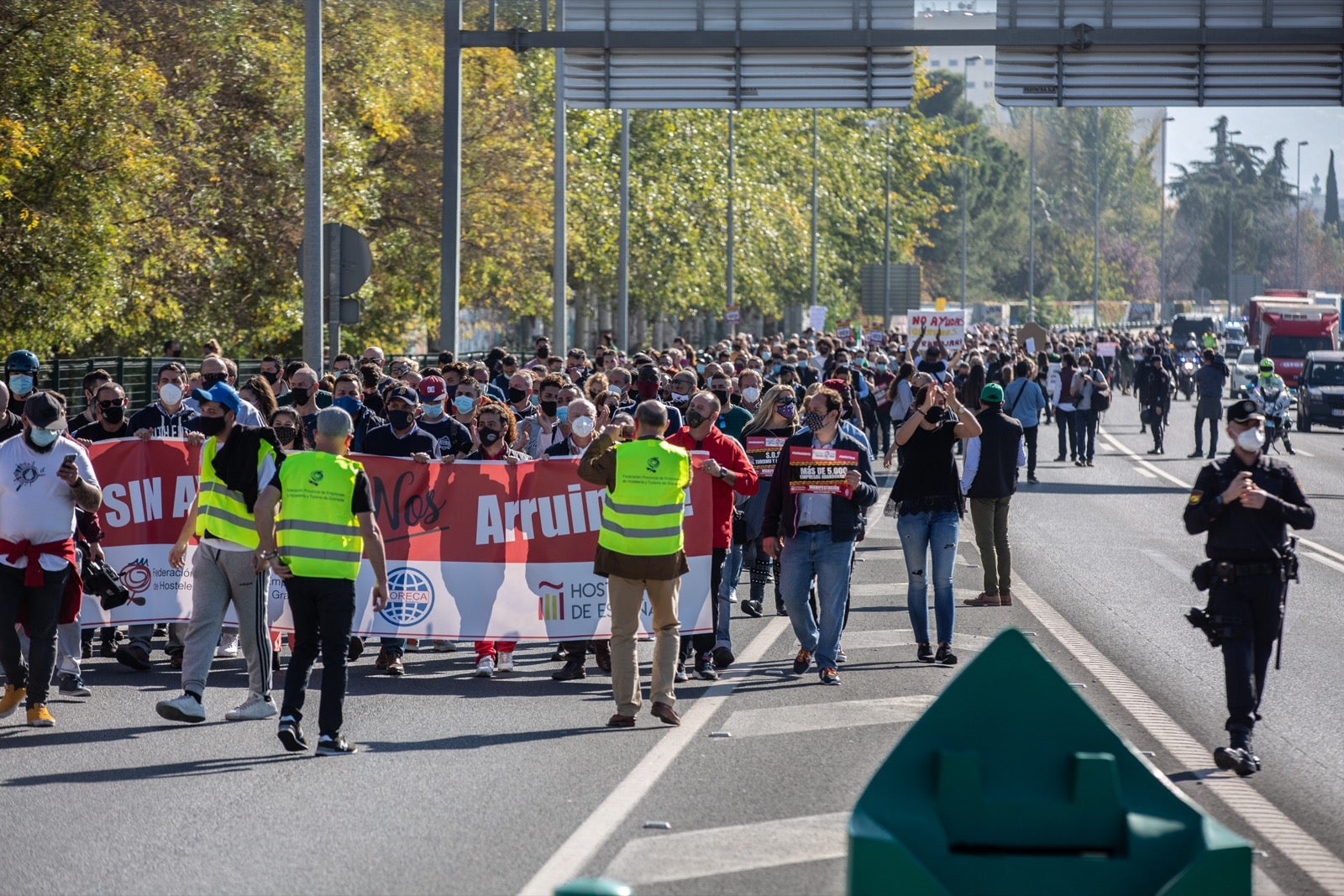 Los manifestantes han accedido a la A-44 al final de su recorrido