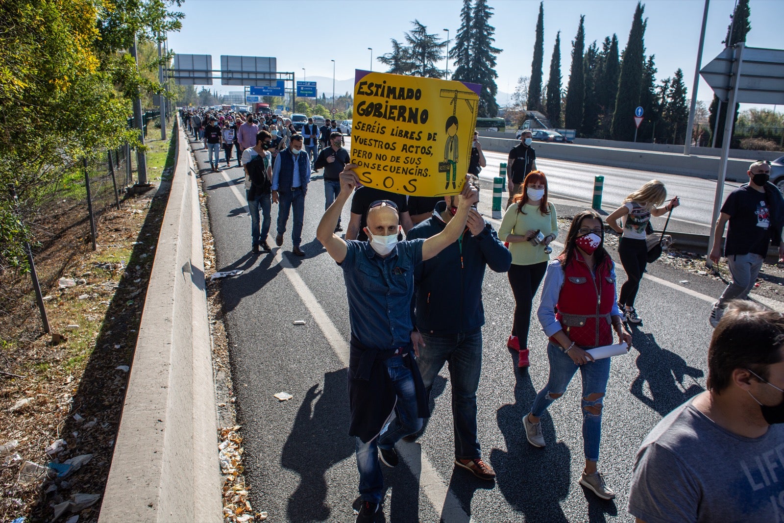 Los manifestantes han accedido a la A-44 al final de su recorrido