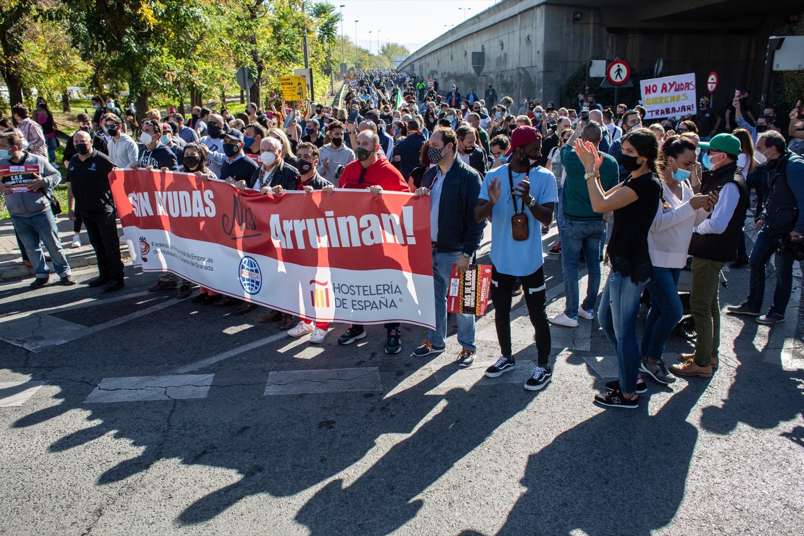 Los manifestantes han accedido a la A-44 al final de su recorrido