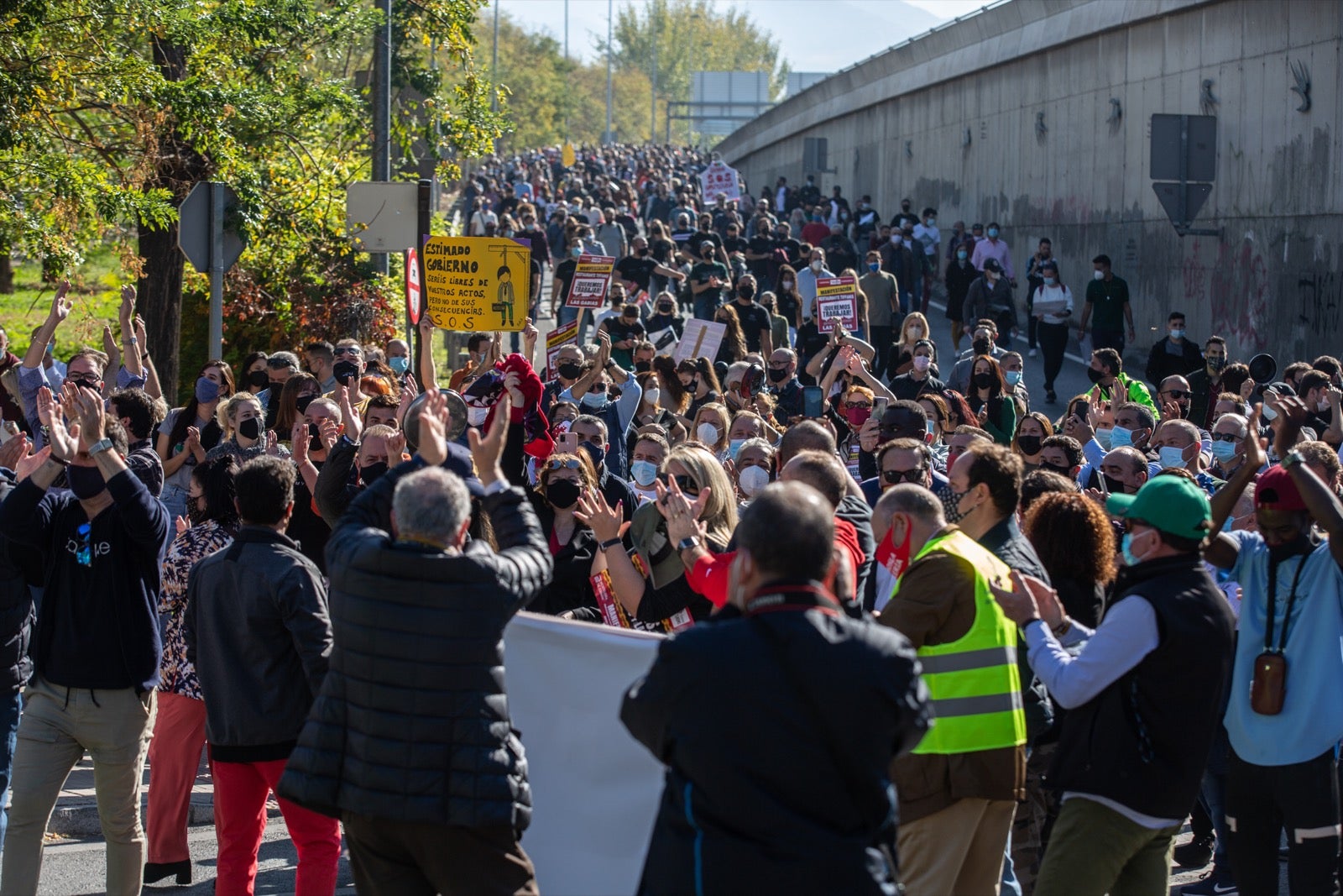 Los manifestantes han accedido a la A-44 al final de su recorrido