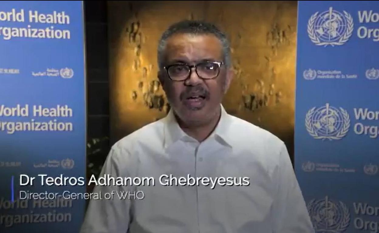 Tedros Adhanom Ghebreyesus, director general de la OMS, durante su intervención. 