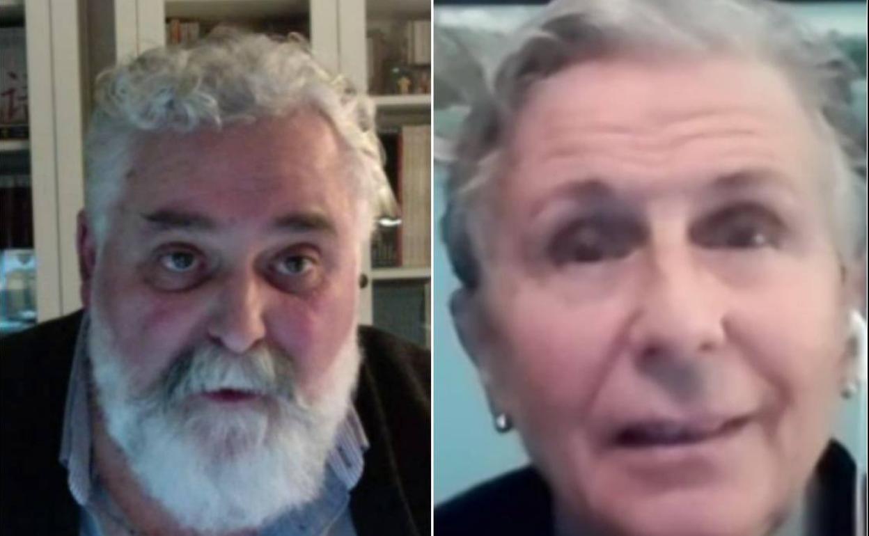 Jesús María García Calderón y María Castellano Arroyo, durante su intervención en la mesa redonda virtual. 