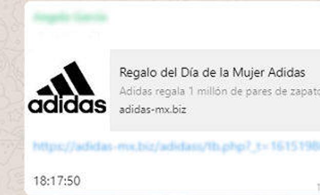 Una nueva estafa usa como reclamo el regalo de zapatillas Adidas para robar datos bancarios