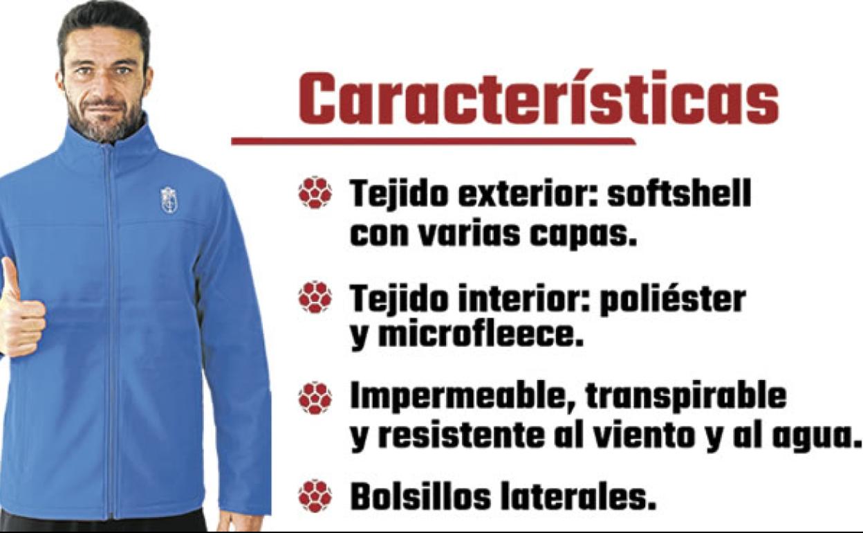 Jorge Molina, jugador del Granada CF luce la nueva chaqueta softshell del Granada CF