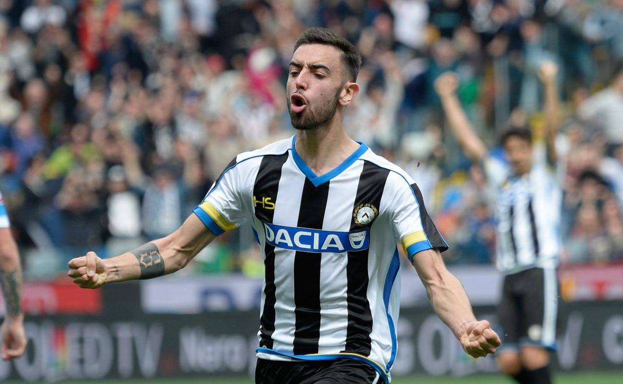 Bruno Fernandes en su etapa con el Udinese.