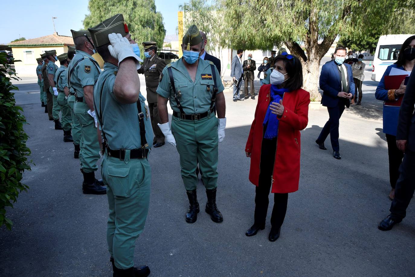 Margarita Robles, ministra de Defensa, visita la base militar de Viator, sede de la Brigada de la Legión, cuando este cuerpo cumple su primer centenario. 